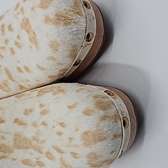 J Crew Calfhair Cowprint Convertible Wood Clogs - Picture 10 of 14